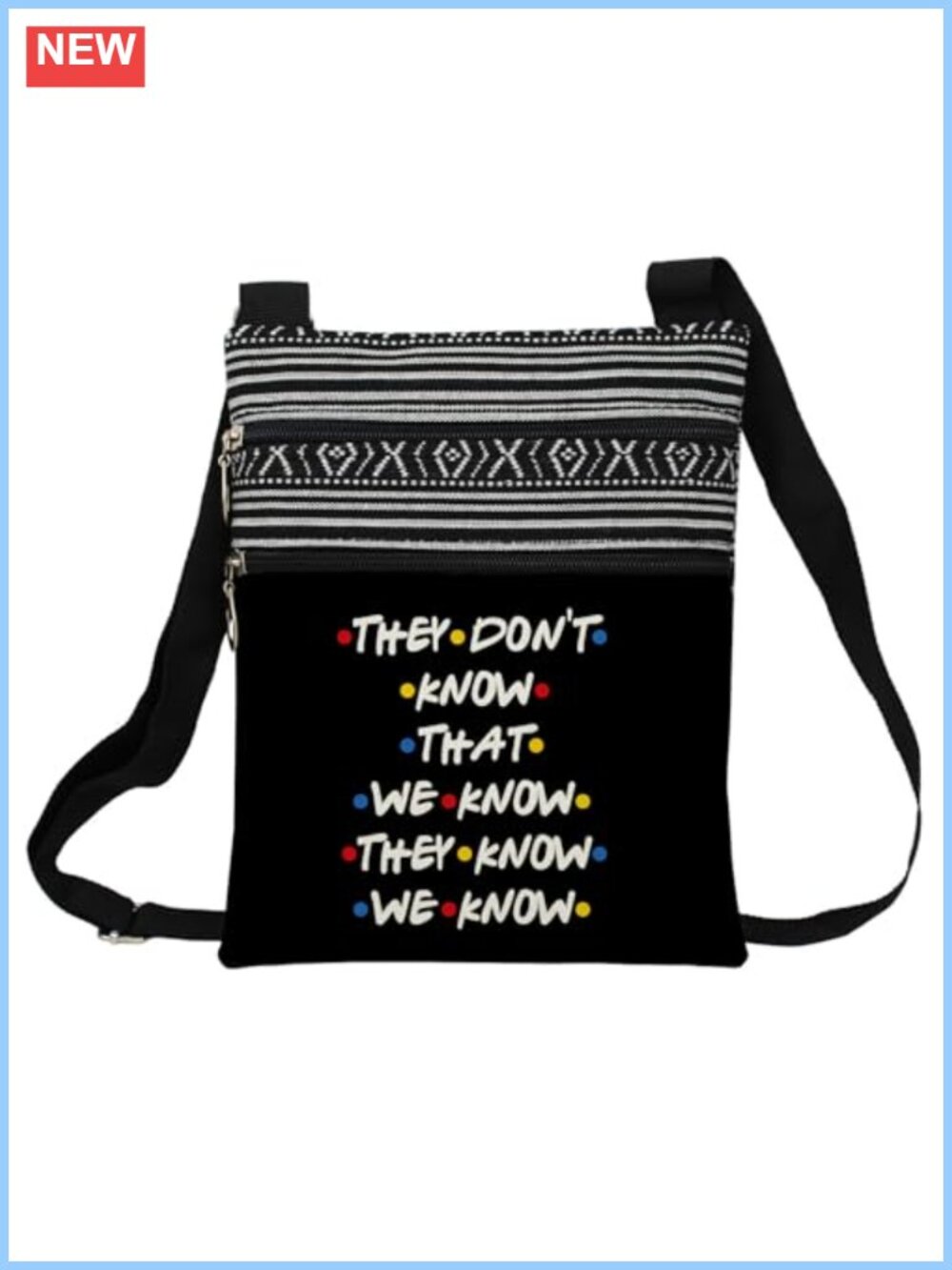 Polyester Crossbody Bag Small Ethnic Funny Friends Print Adjustable Strap